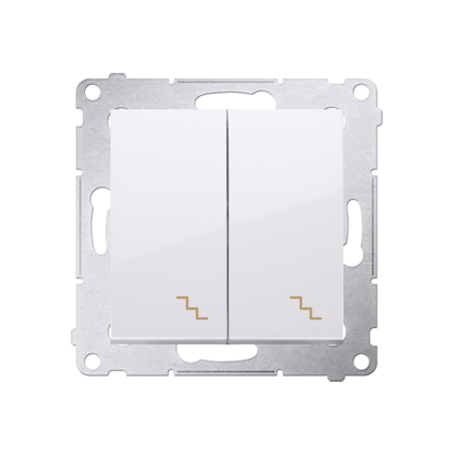 Kontakt Simon 54 Premium Bílý Vypínač schodišťový dvojnásobný s podsvícením (modul) šroubové koncovky, DW6/2L.01/11