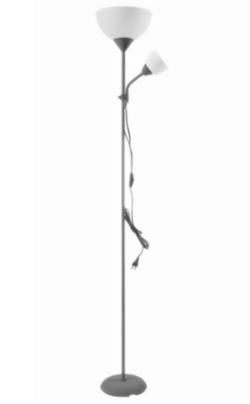 Stojací lampa URLAR, 175 cm, max. 25W E27, max. 25W E14, šedá